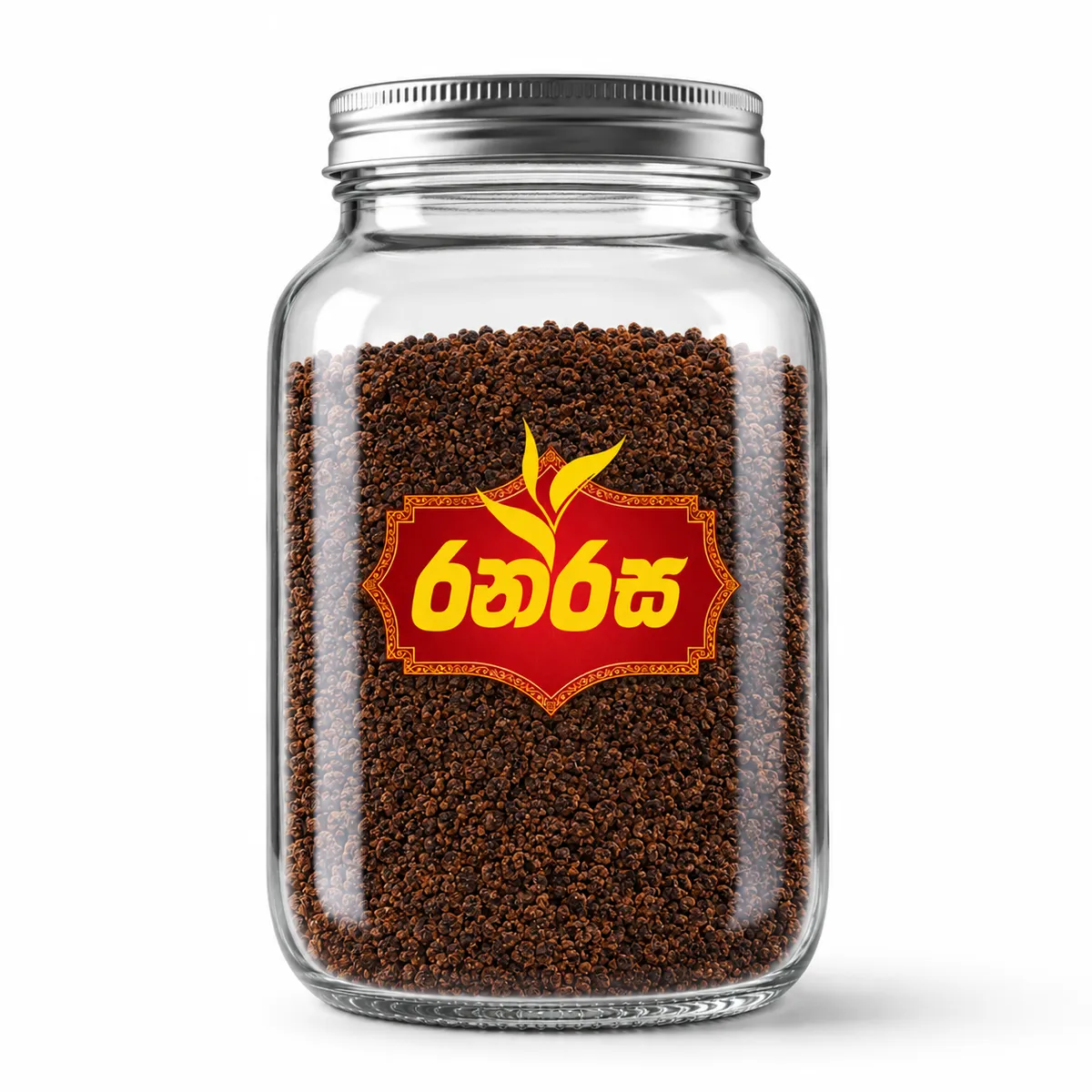 A sealed glass jar filled with Ranrasa tea