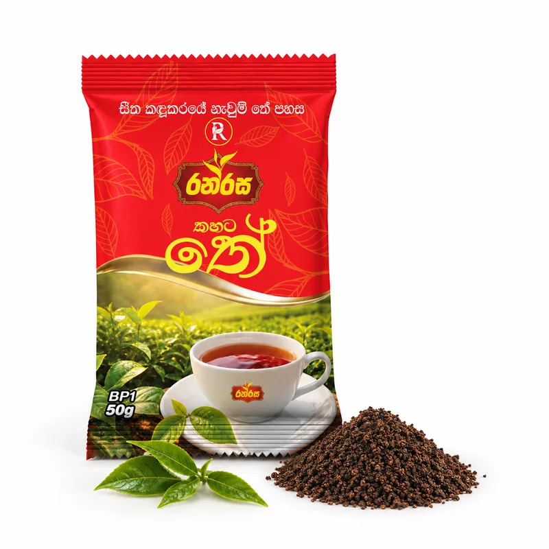 Ranrasa Kahata Tea 50g packet with loose tea leaves